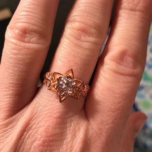 Rose gold pink butterfly CZ ring